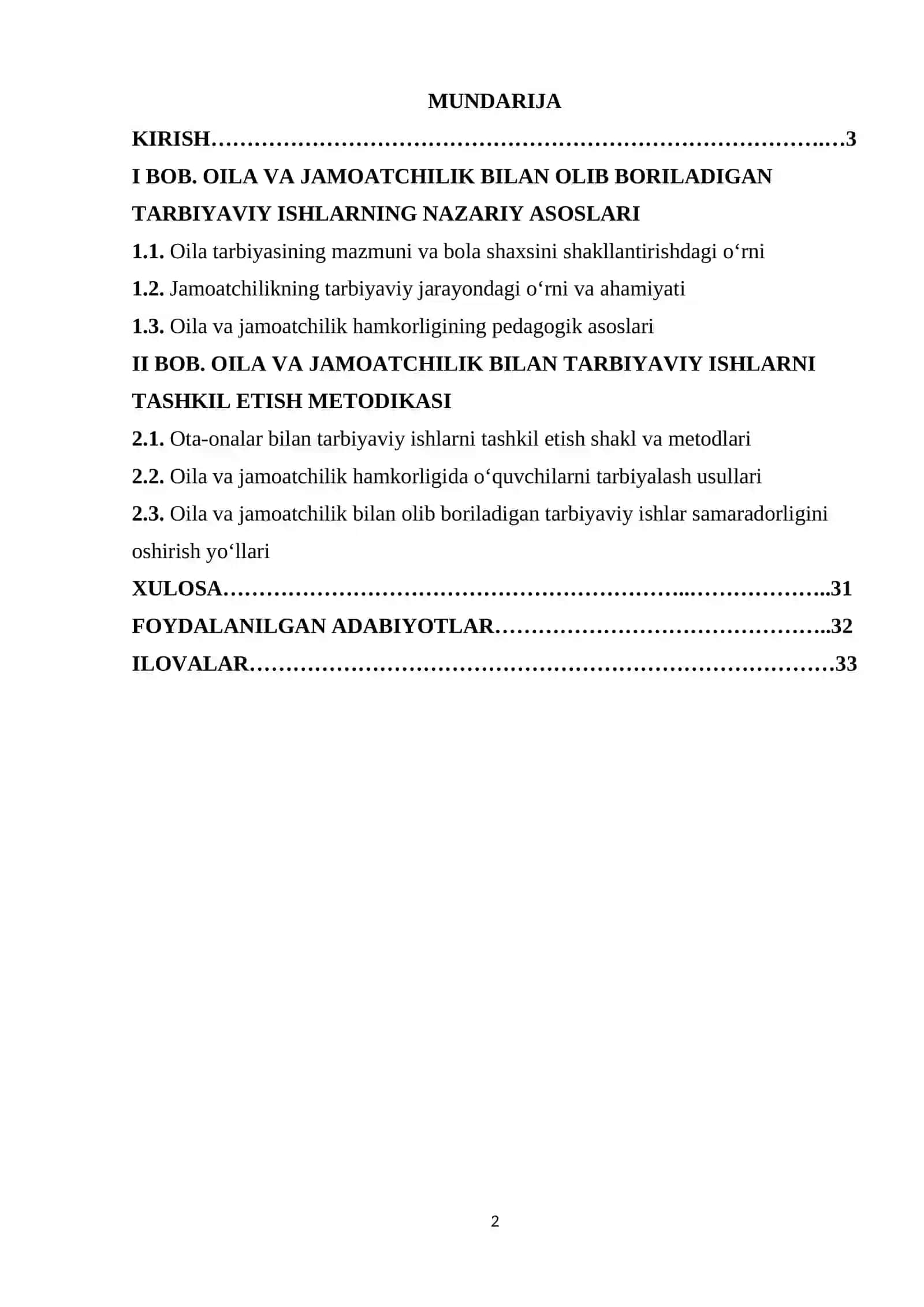 Oila va jamoatchilik bilan olib boriladigan tarbiyaviy ishlar metodikasi 2
