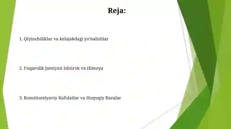 Yangi O'zbekistinda insin haq-huquqlari va erkinliklari kafolatining yaratilishi 2