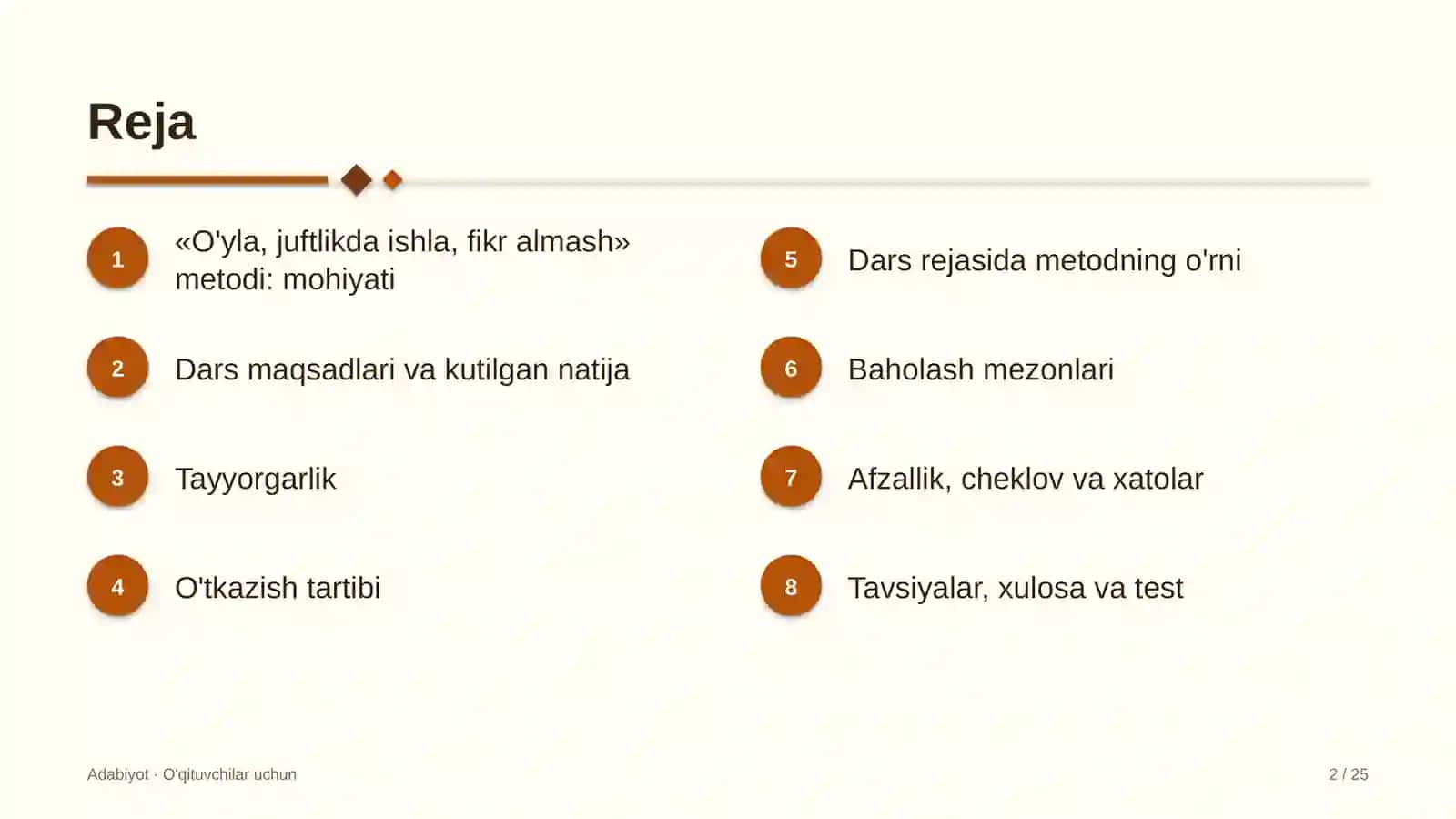 adabiyot darslarida o'yla juftlikda ishla fikr almash metodidan foydalanish 2598 2