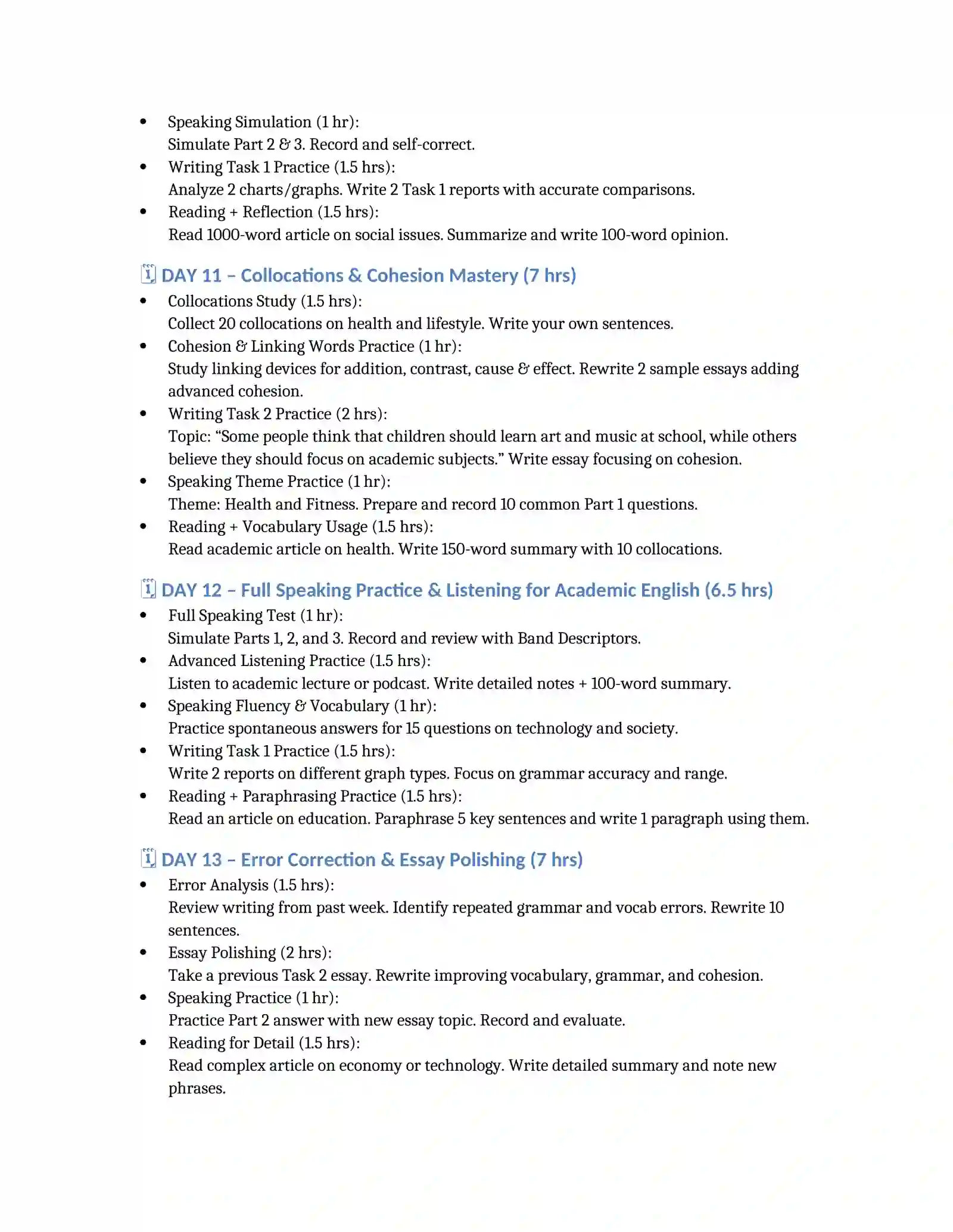 IELTS Intensive Study Plan - Days 8–14 2