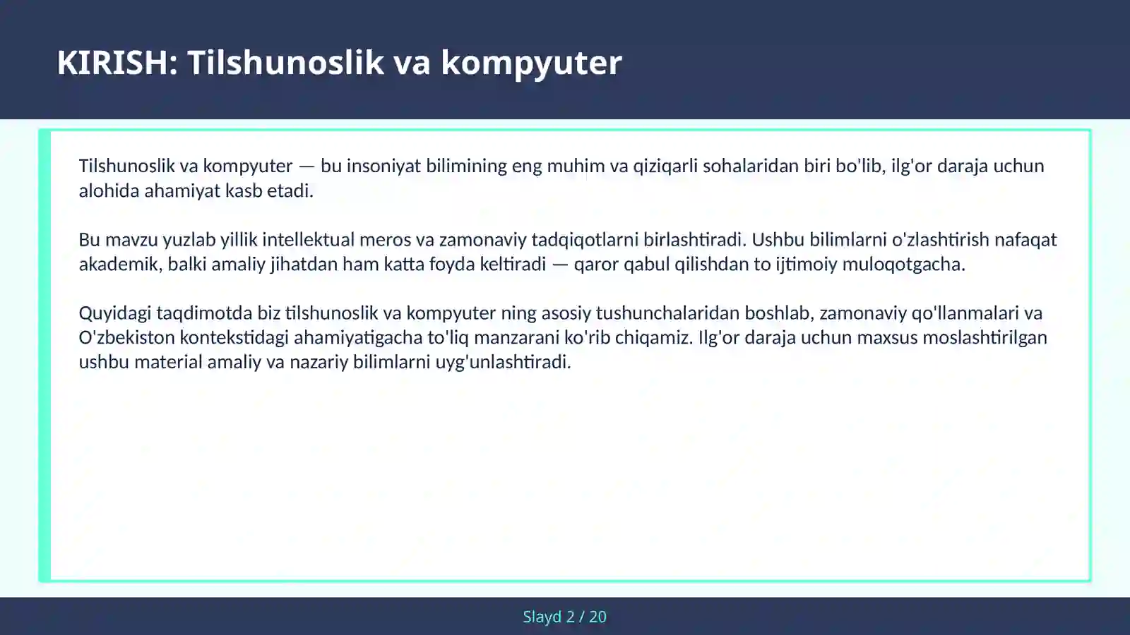 Tilshunoslik va kompyuter 2