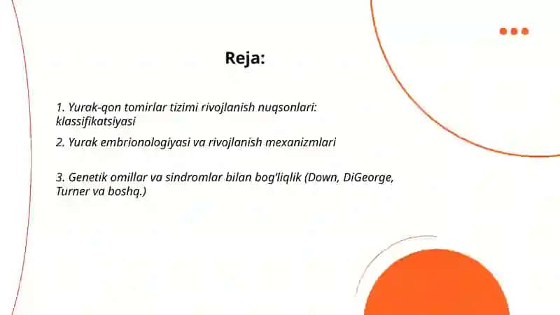 Yurak - qon tomirlar tizimi rivojlanish nuqsonlari 2