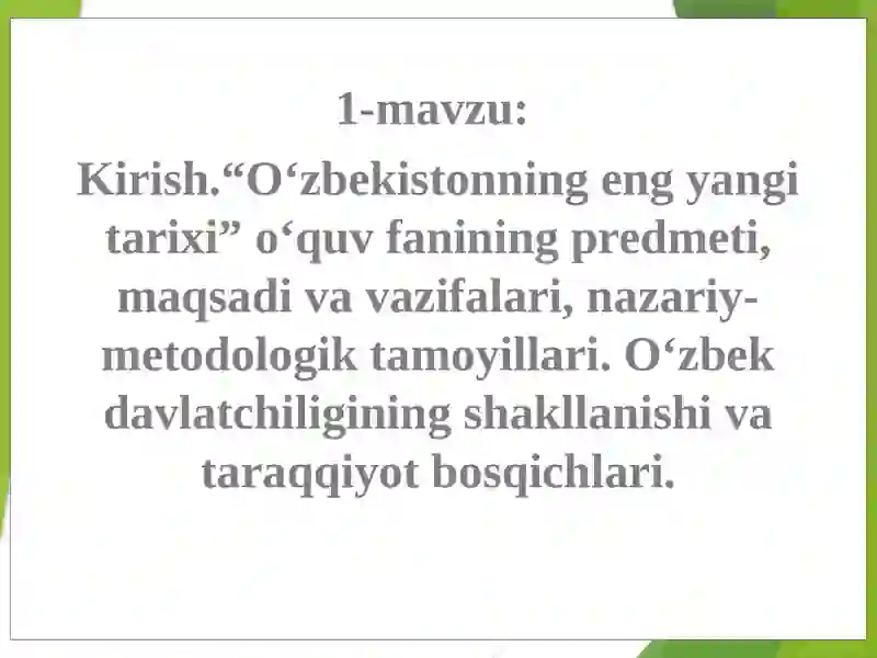 O'zbekistonning Eng Yangi Tarixi 2