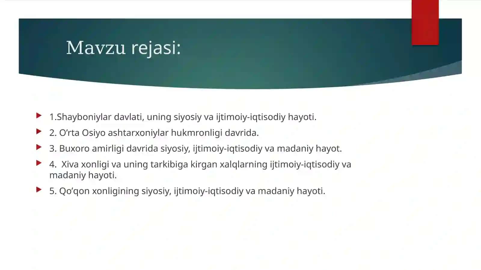 O’ZBEKTSTON HUDUDLARINI XONLIKLARGA BO’LINIB KETISHI, UNING SABABLARI VA OQIBATLARI 2