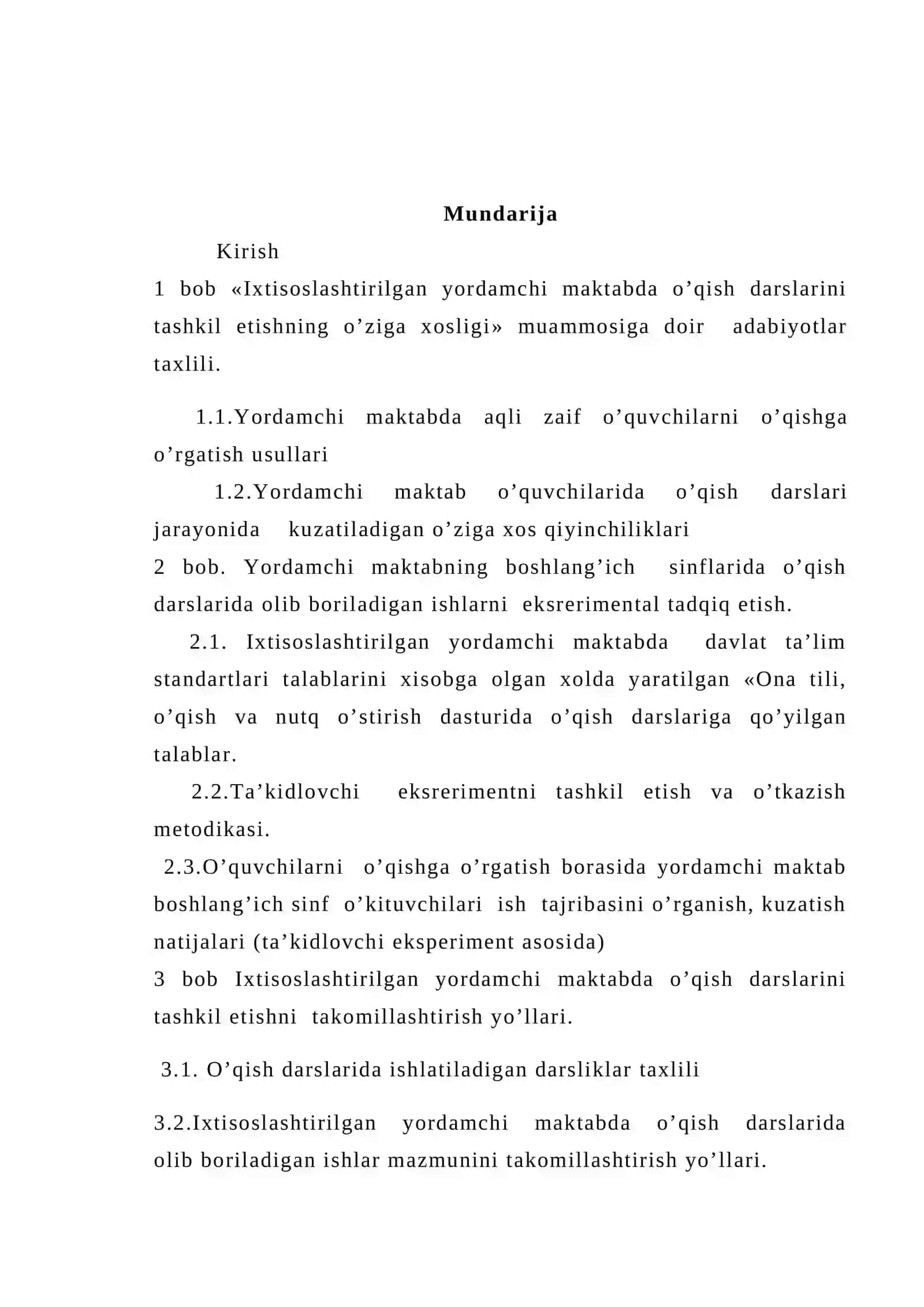 Ixtisoslashtirilgan yordamchi maktabda o’qish darslarini tashkil etishning o’ziga xosligini o’rganish 2