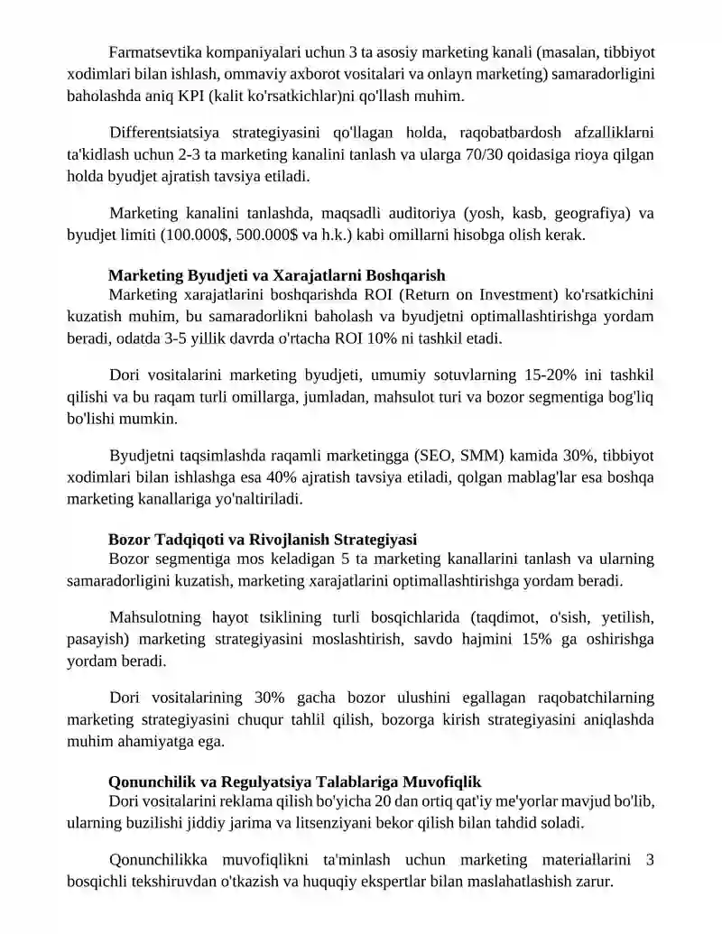 Farmasevtik korxonalarida marketing tizimini tashkil etish 2