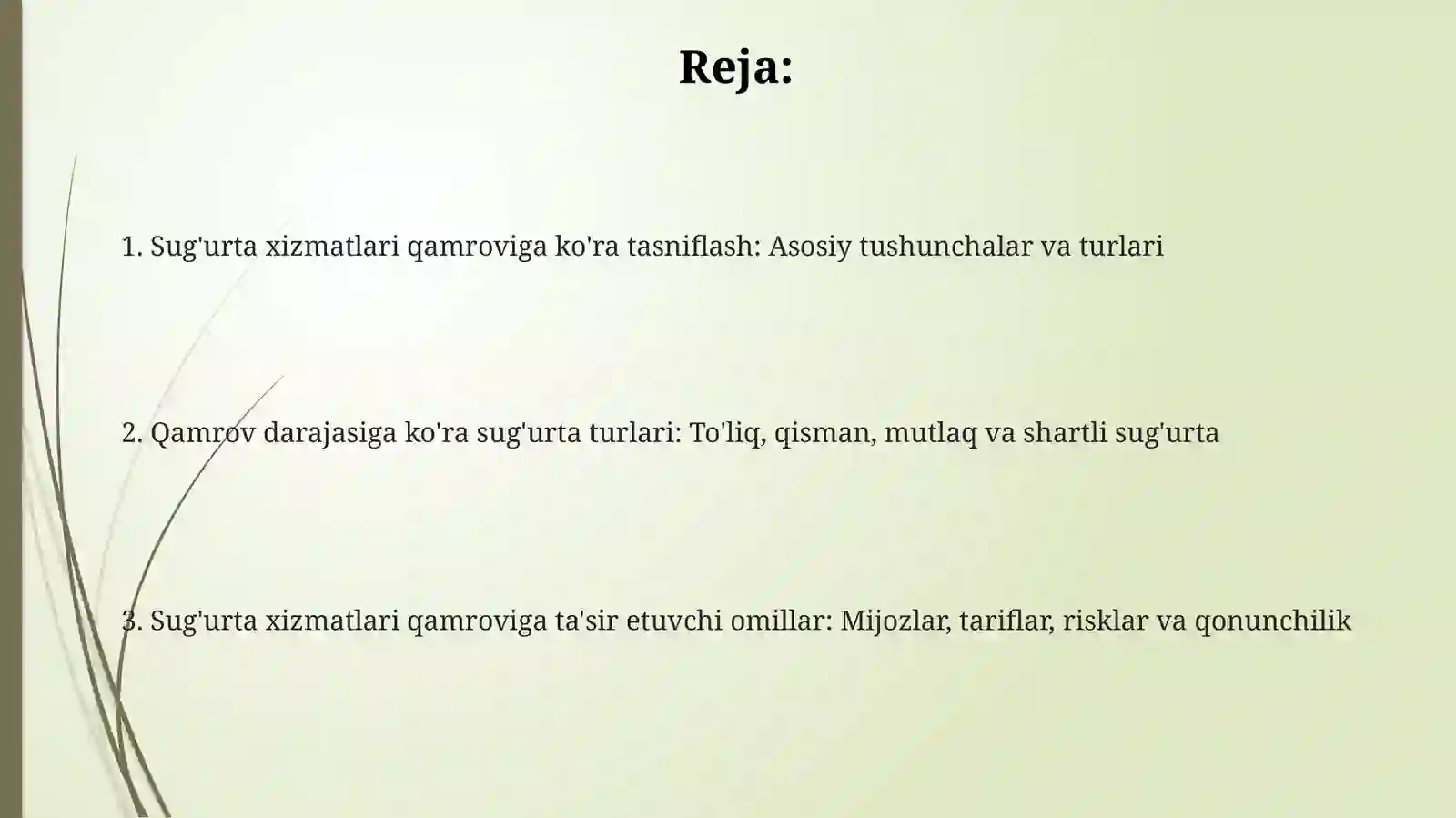 Sug'urta xizmatlari qamroviga ko'ra tasniflash: Asosiy tushunchalar va turlari 2