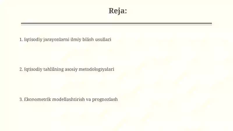 Iqtisodiy jarayonlarni ilmiy bilish usullari 2