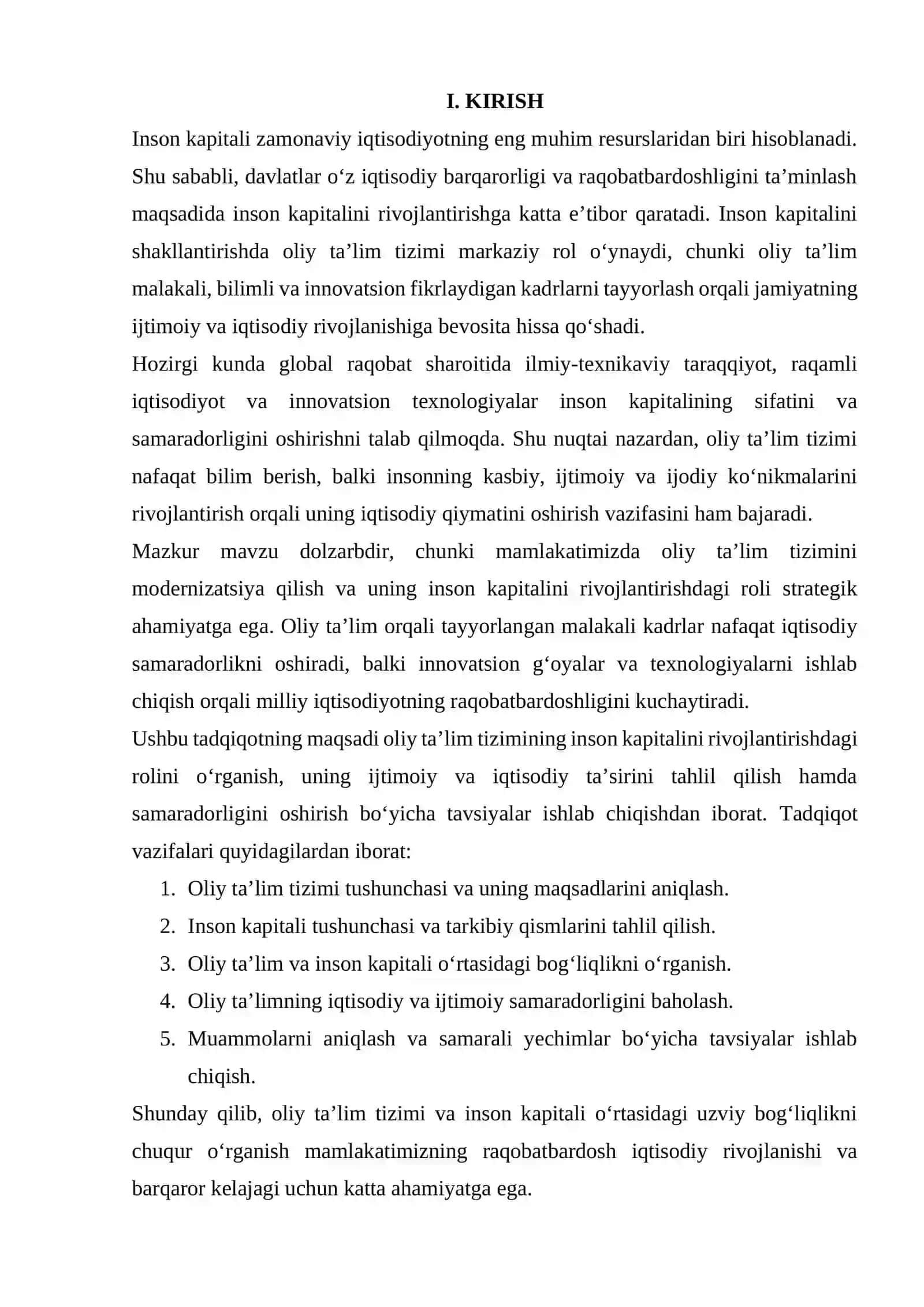 Inson kapitalini rivojlantirishdagi roli 2