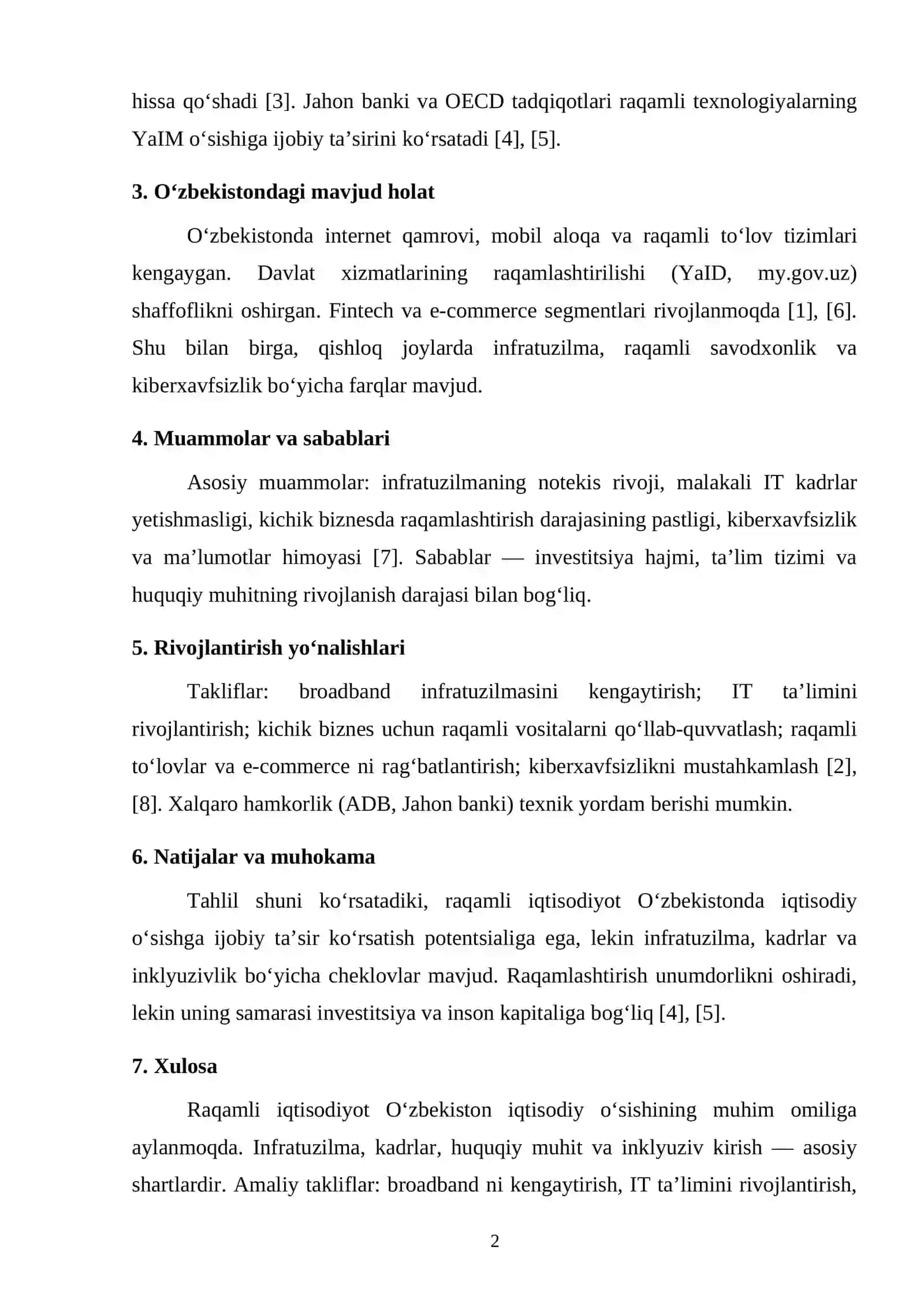 RAQAMLI IQTISODIYOTNING O‘ZBEKISTON IQTISODIY O‘SISHIGA TA’SIRI 2