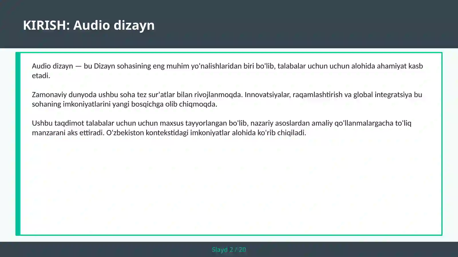 Audio dizayn 2