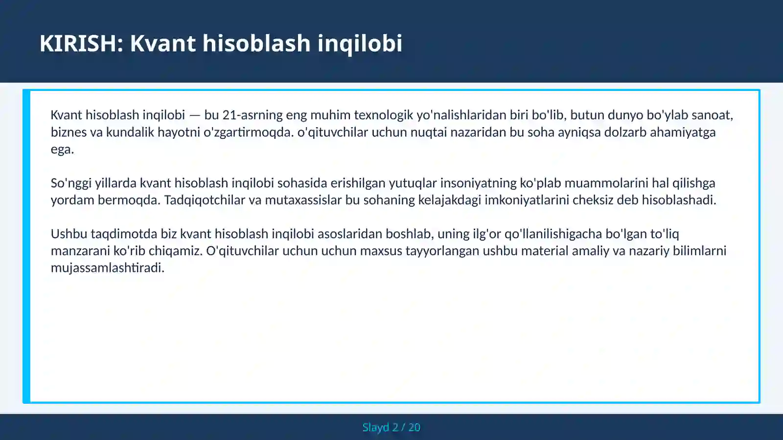 KVANT HISOBLASH INQILOBI 2