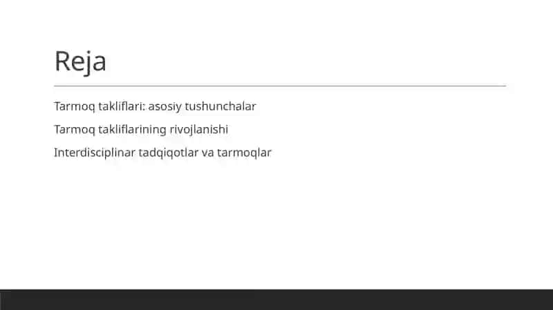 Tarmoq takliflari: asosiy tushunchalar 2