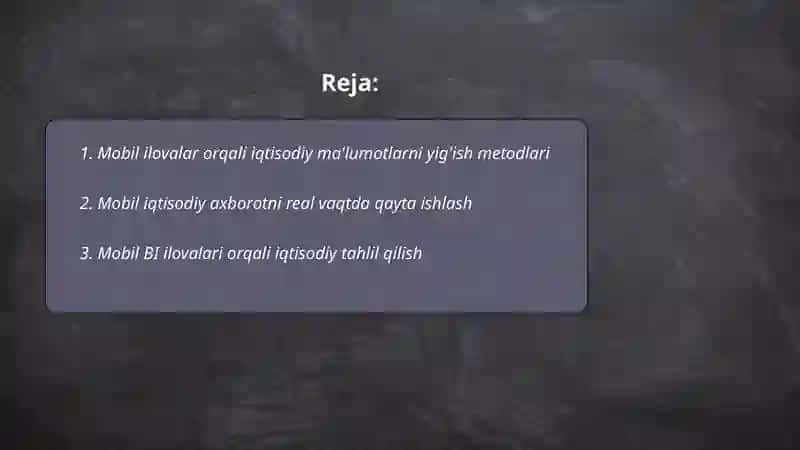 Iqtisodiy axborotni qayta ishlash uchun mobil ilovalardan foydalanish 2