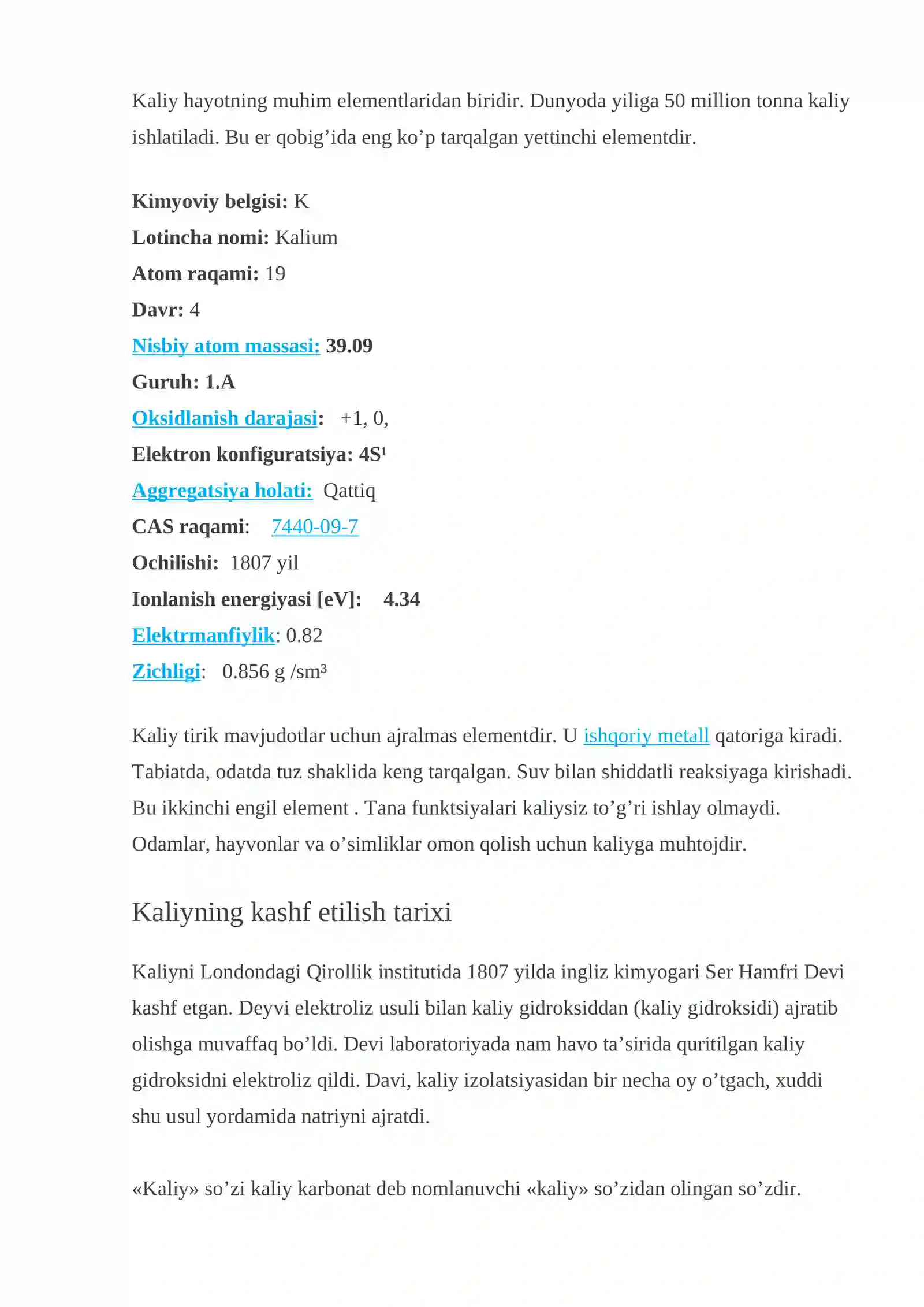 Kaliy elementi 2