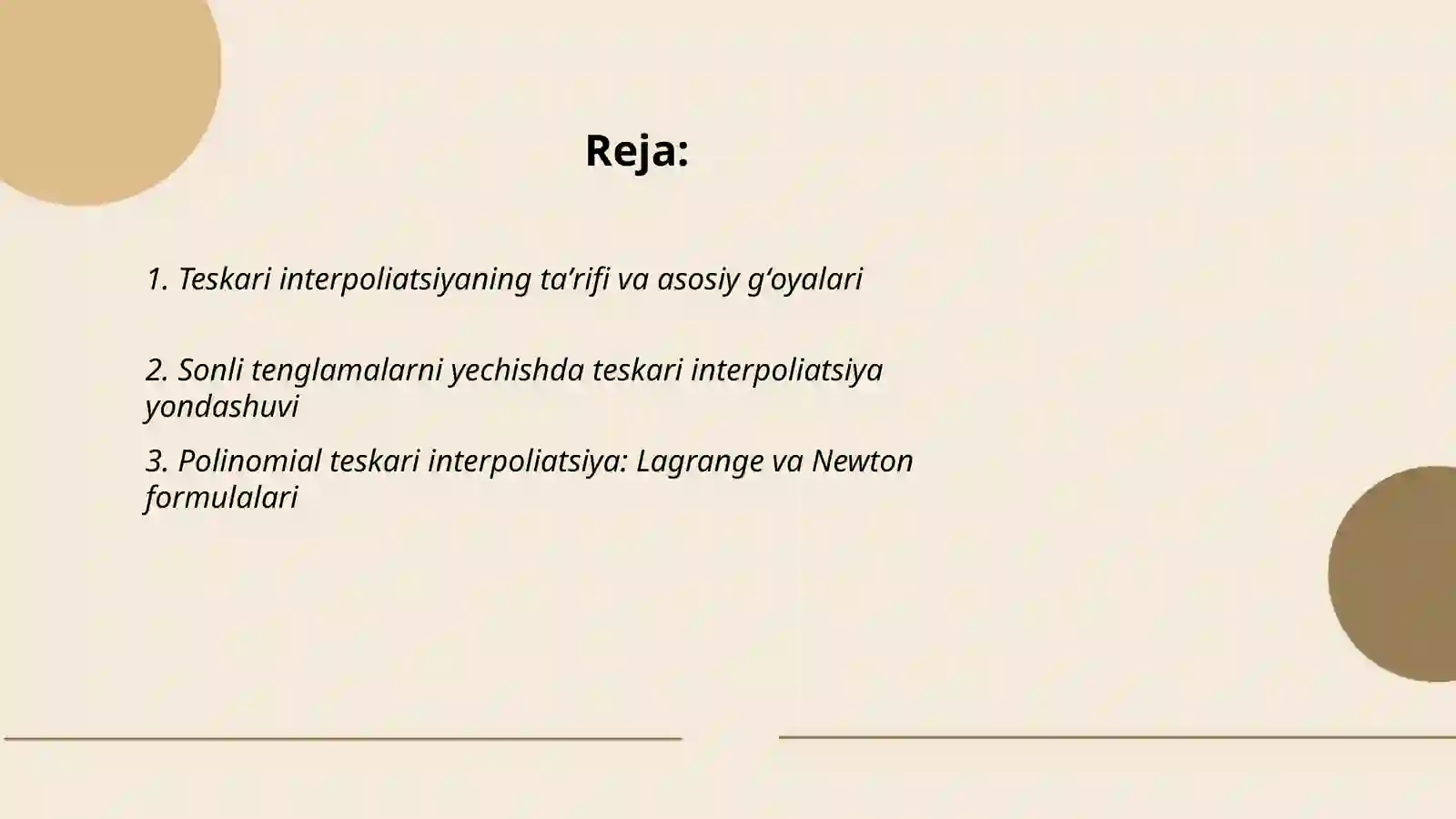 Teskari interpoliatsiya 2