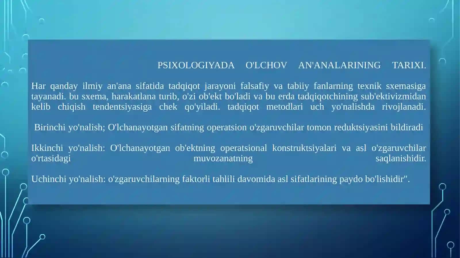 PSIXOLOGIK O’LCHOV 2