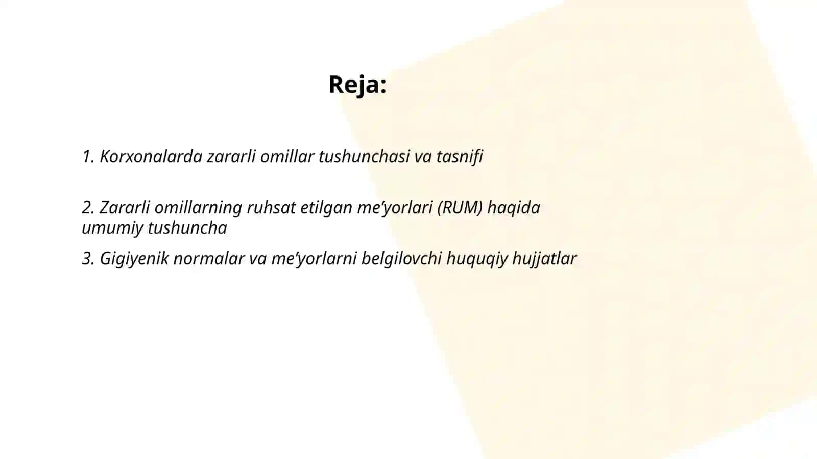 Korxonalarda zararli omillarning ruhsat etilgan me’yorlari 2