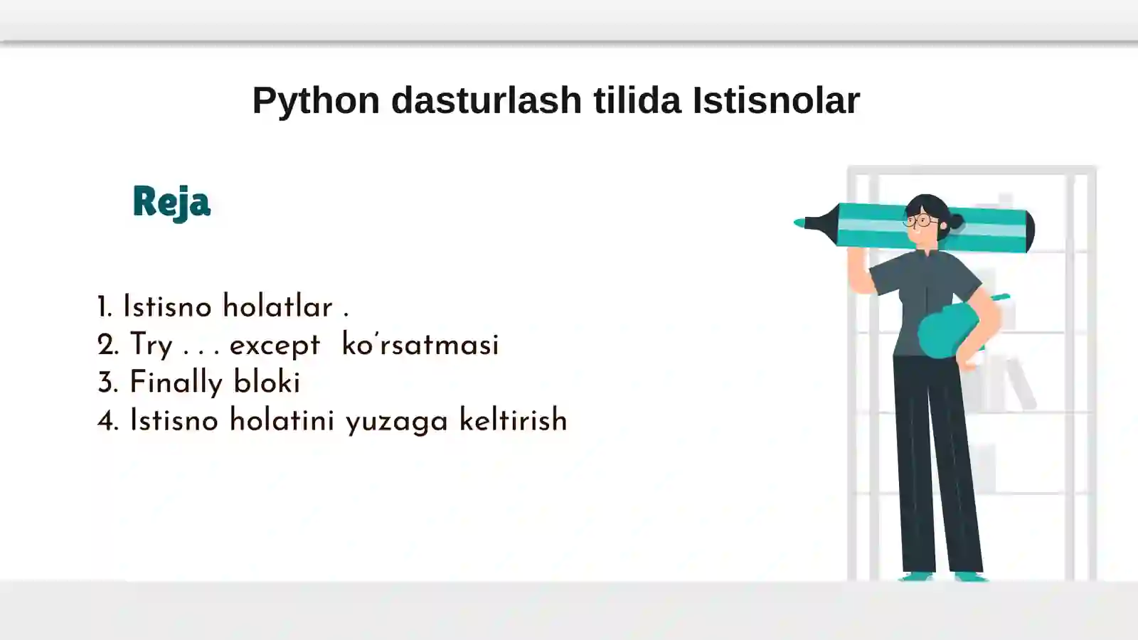 Python dasturlash tilida Istisnolar 2