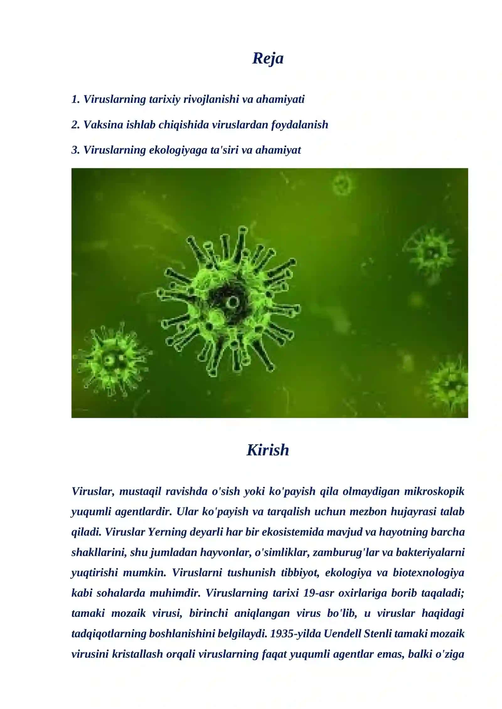 Viruslarning ekologiyaga ta'siri va ahamiyat 2