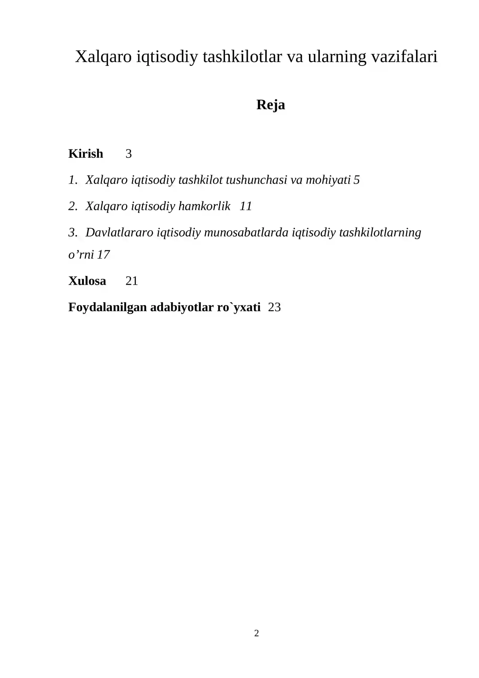 Xalqaro iqtisodiy tashkilotlar va ularning vazifalari 2
