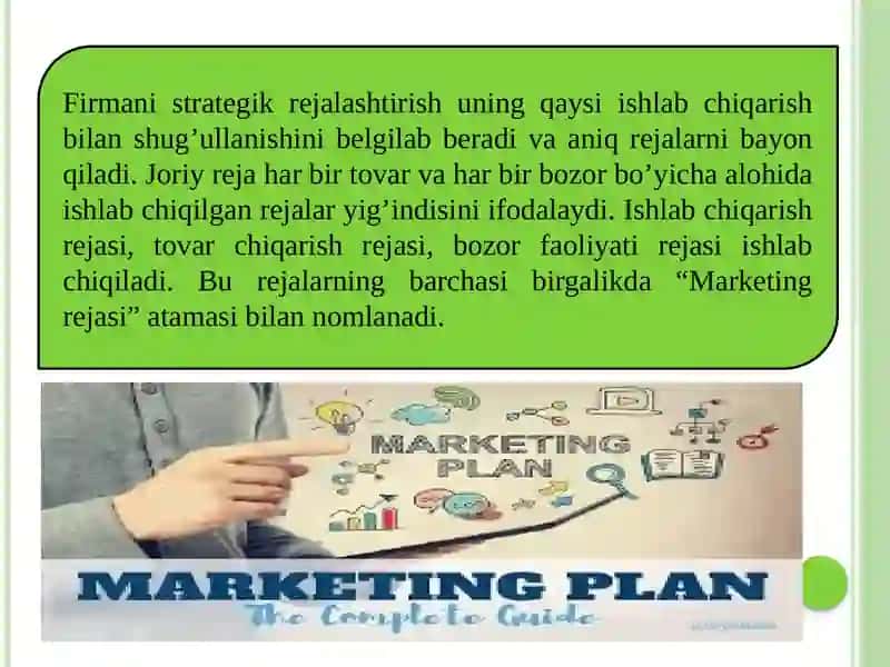 Marketing rejasi ni ishlab chiqish texnologiyasi 2