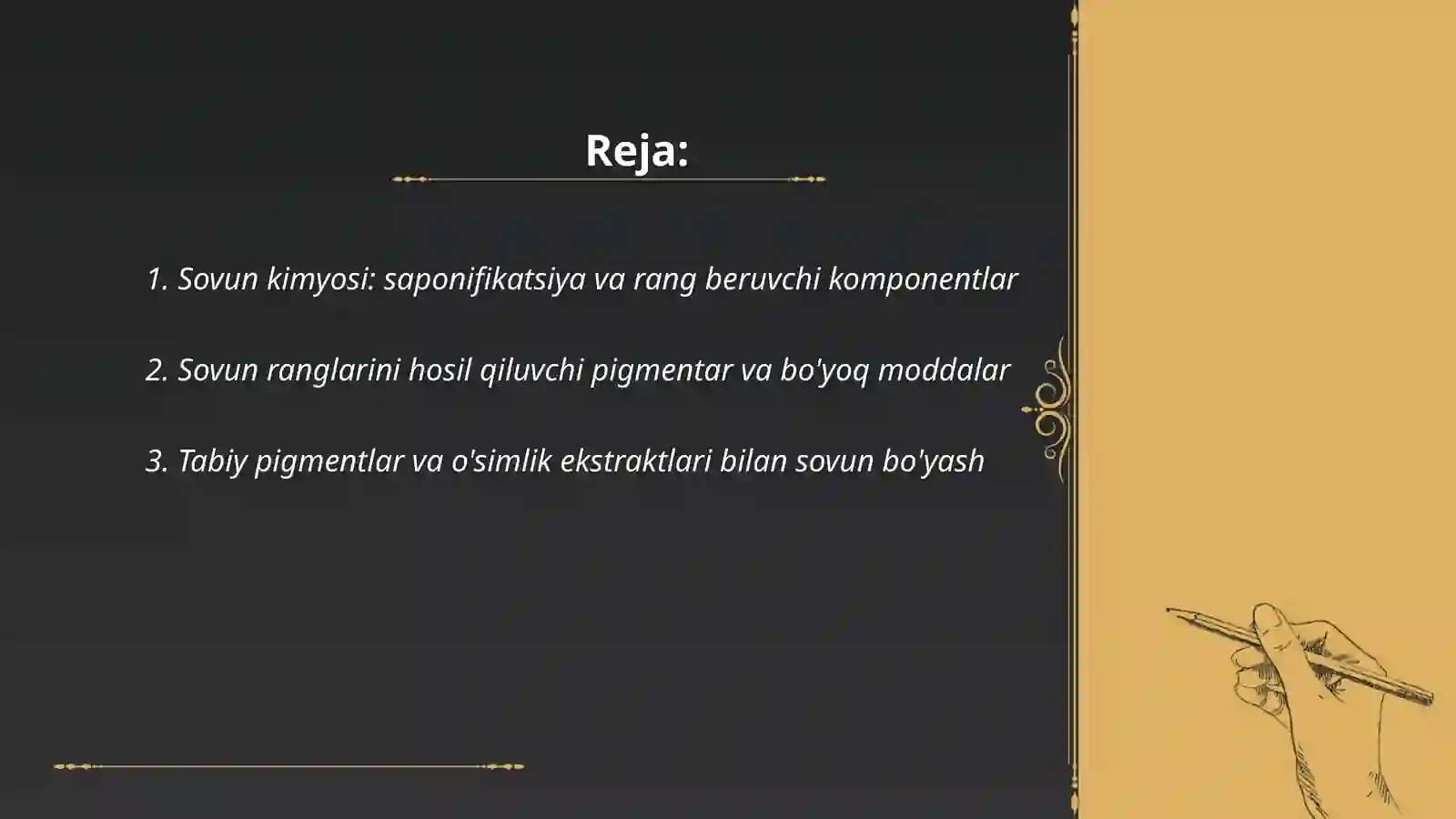Ranglar tilida kimyo Sovun 2