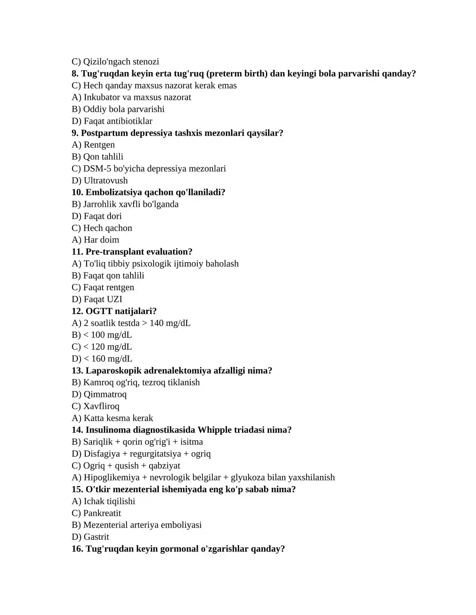 Ordinatura internatura test bazasi 2
