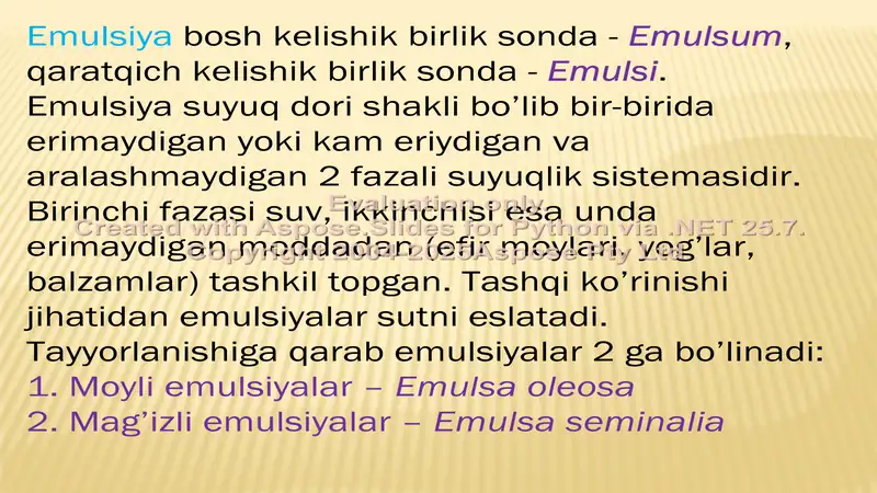Emulsiyalar 2
