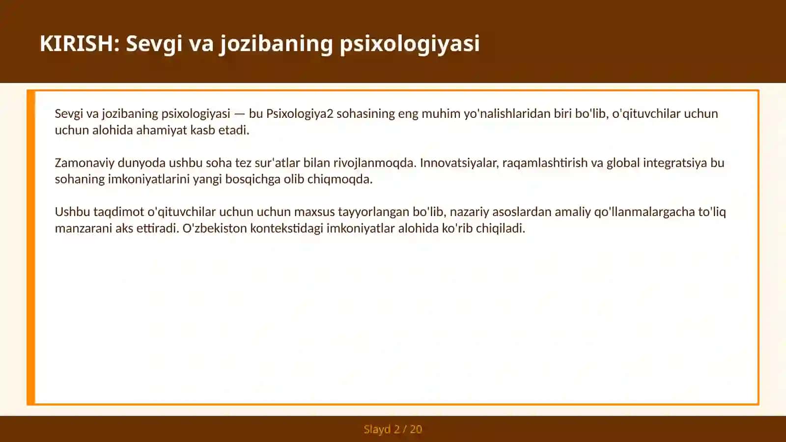 Sevgi va Jozibaning Psixologiyasi 2