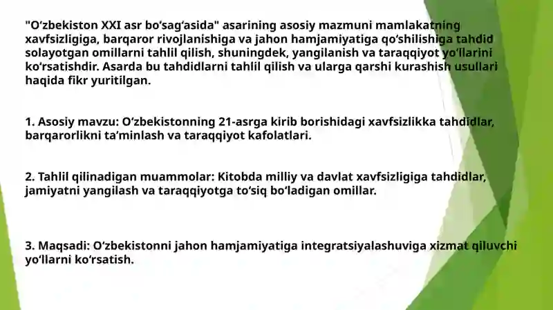 O`zbekiston XXI asr bo'sag'asida 2