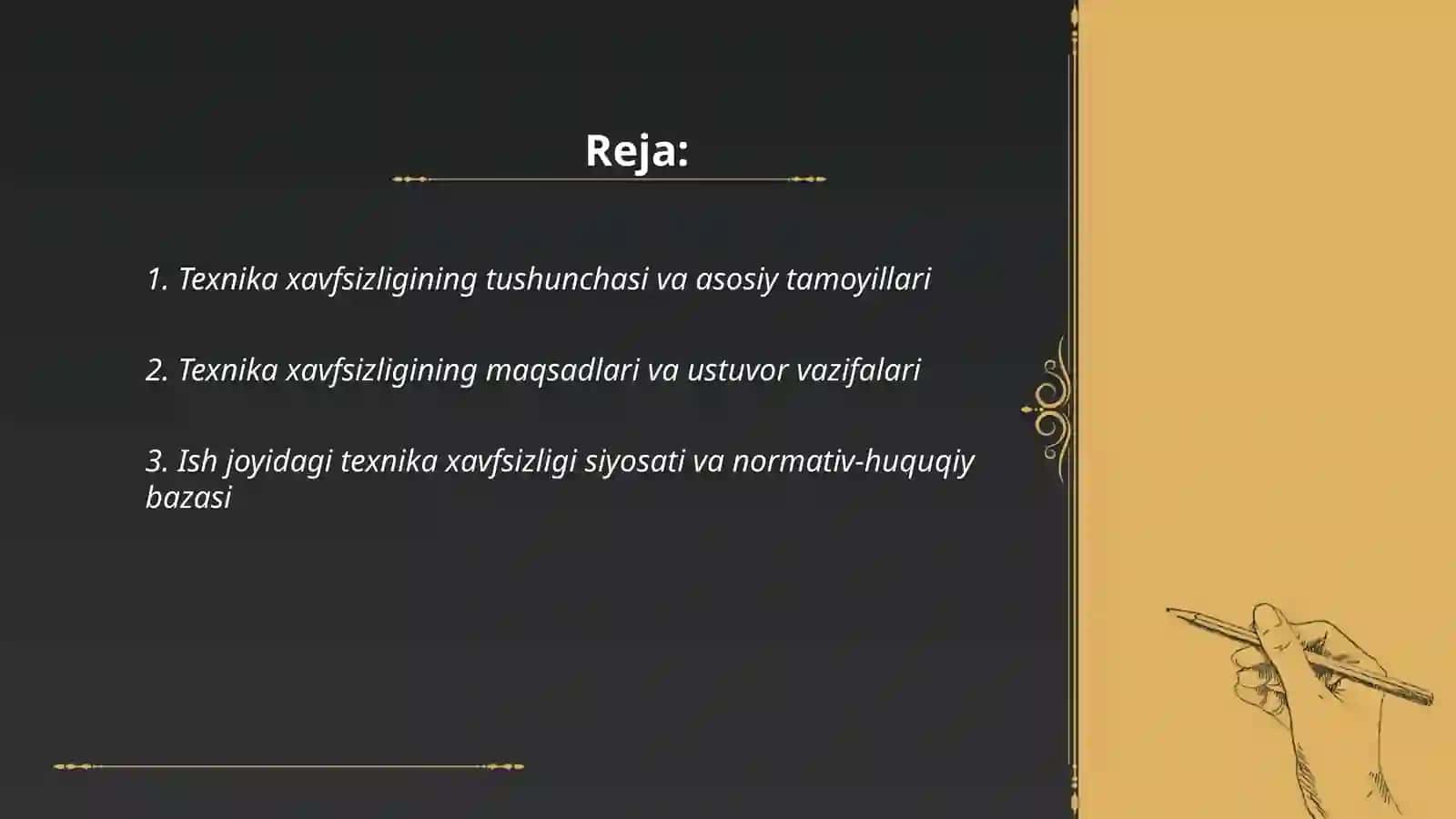 Texnika xavfsizligining maqsadi vazifasi va ahamiyati 2