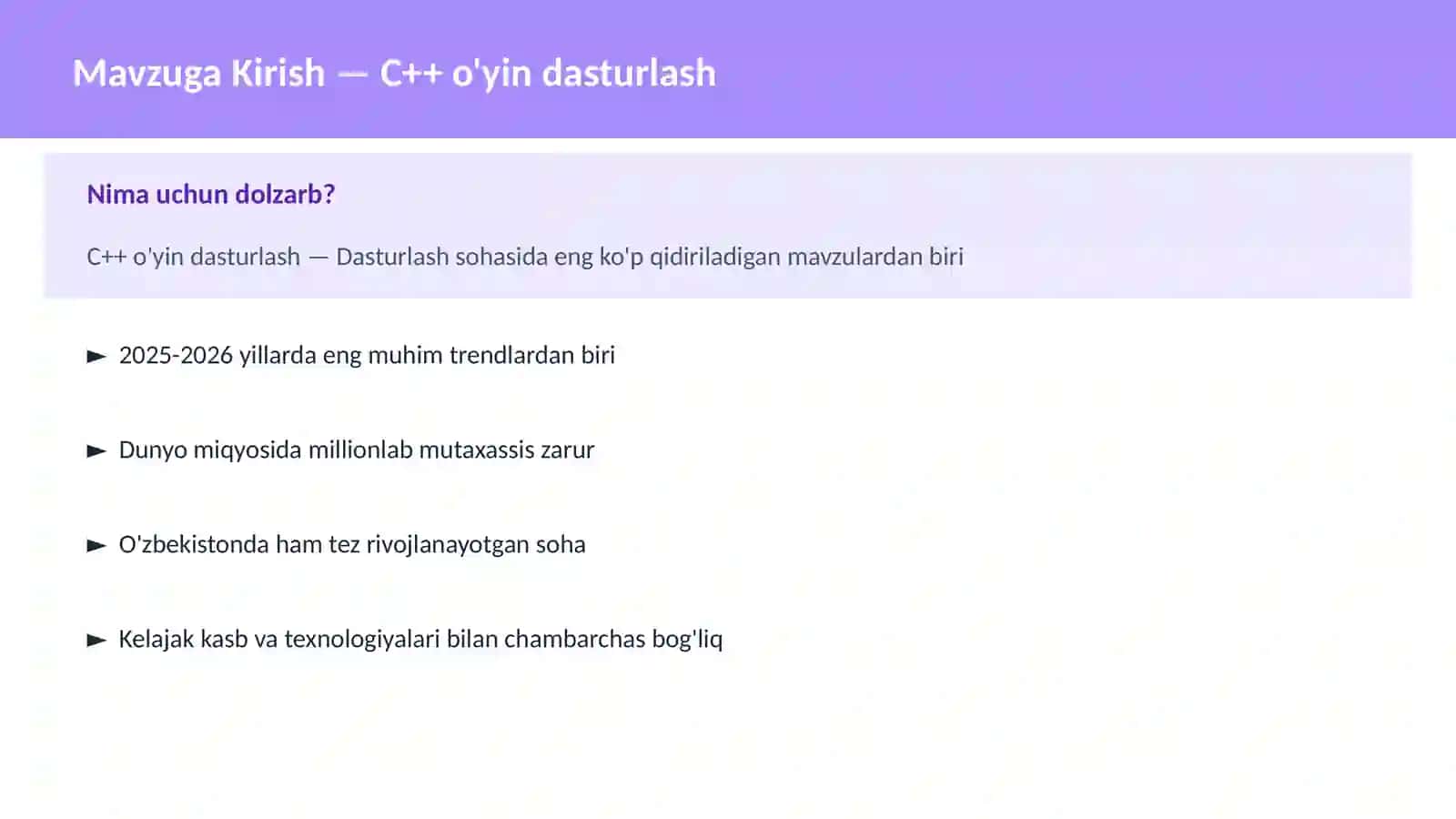 C++ o'yin dasturlash 2