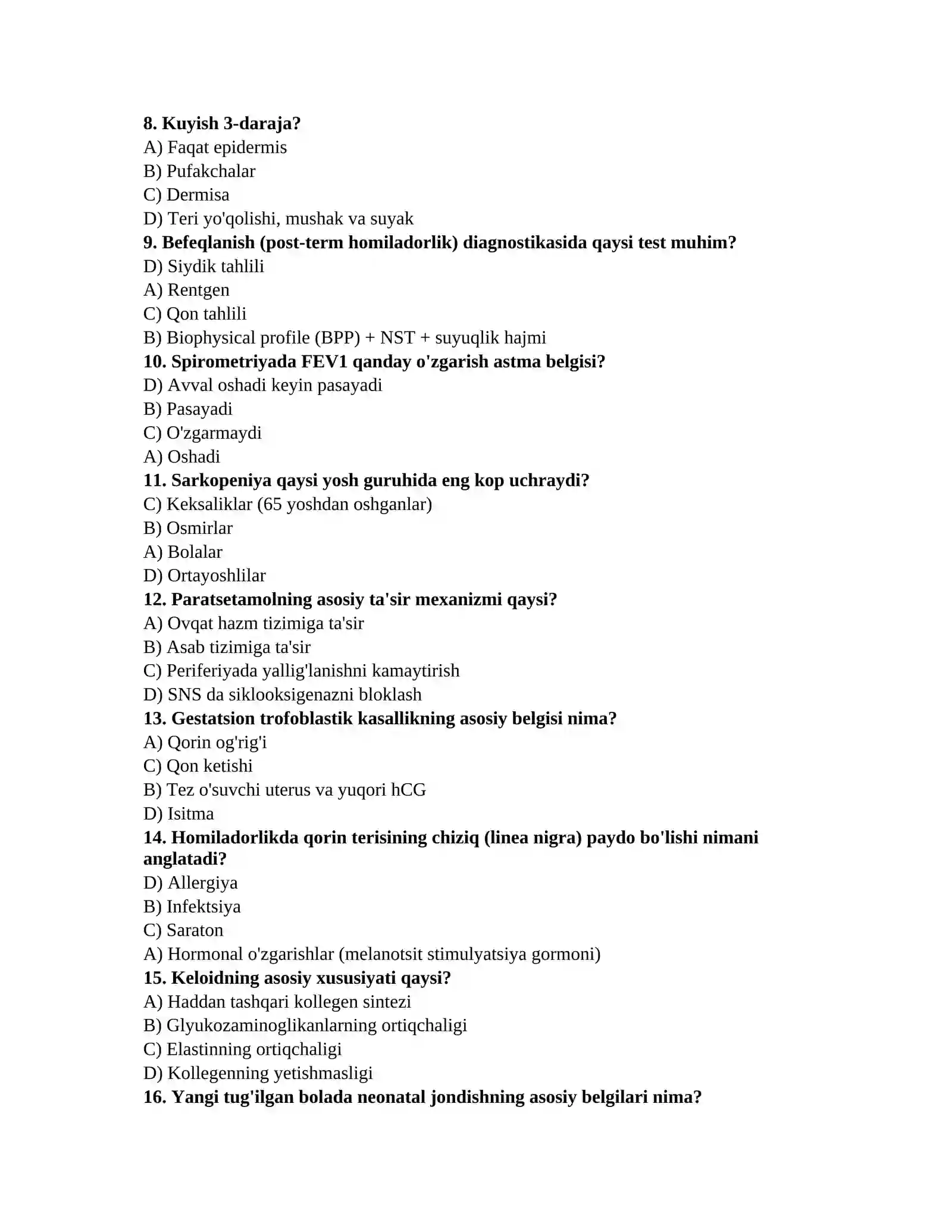 Nostrifikatsiya tibbiyot savollari 2
