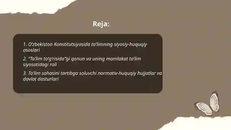 Oʻzbekistonda taʼlim tizimining siyosiy-huquqiy asoslari 2