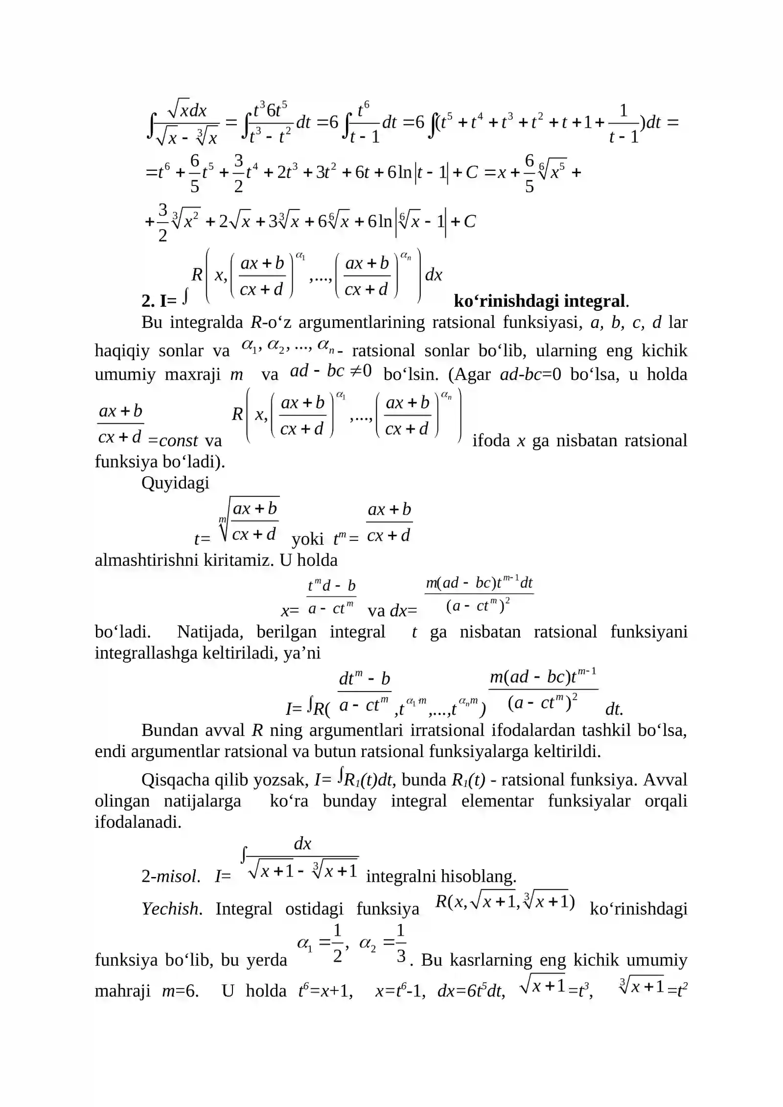 IRRATSIONAL IFODALARNI INTEGRALLASH 2