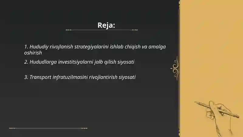 Hududlarni iqtisodiy rivojlantirish bo‘yicha davlat siyosati 2