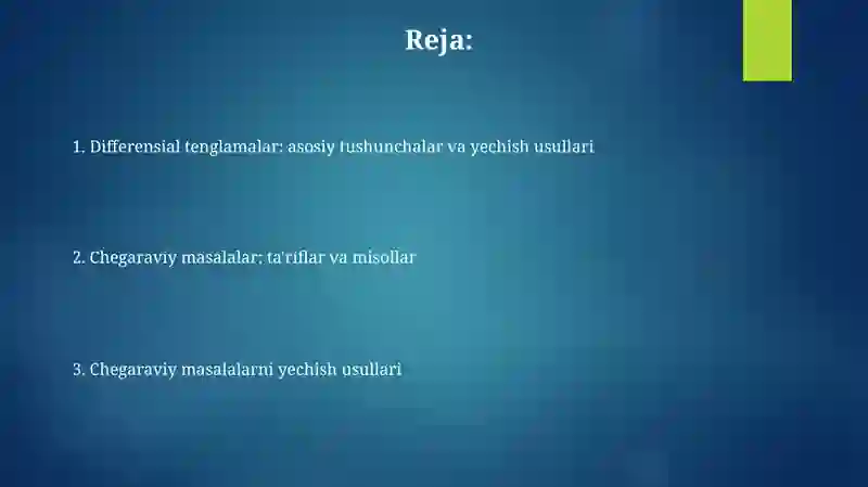 Differensial tenglamalar 2
