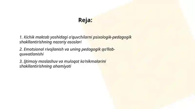 Kichik maktab yoshidagi oʻquvchilarni psixologik-pedagogik shakllantirishning ahamiyati 2