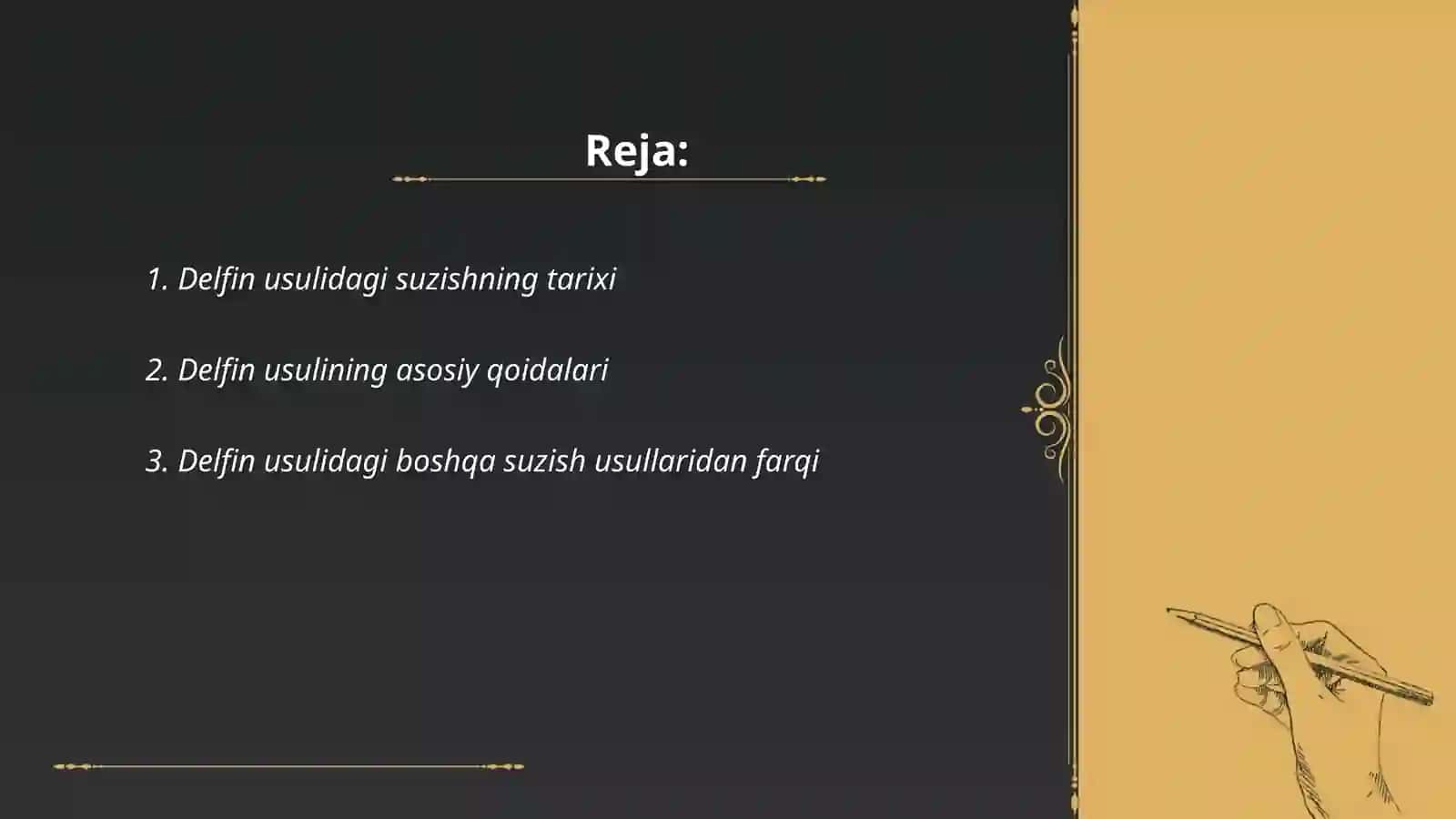 Delfin usilida suzish texnikasini o'rgatish 2