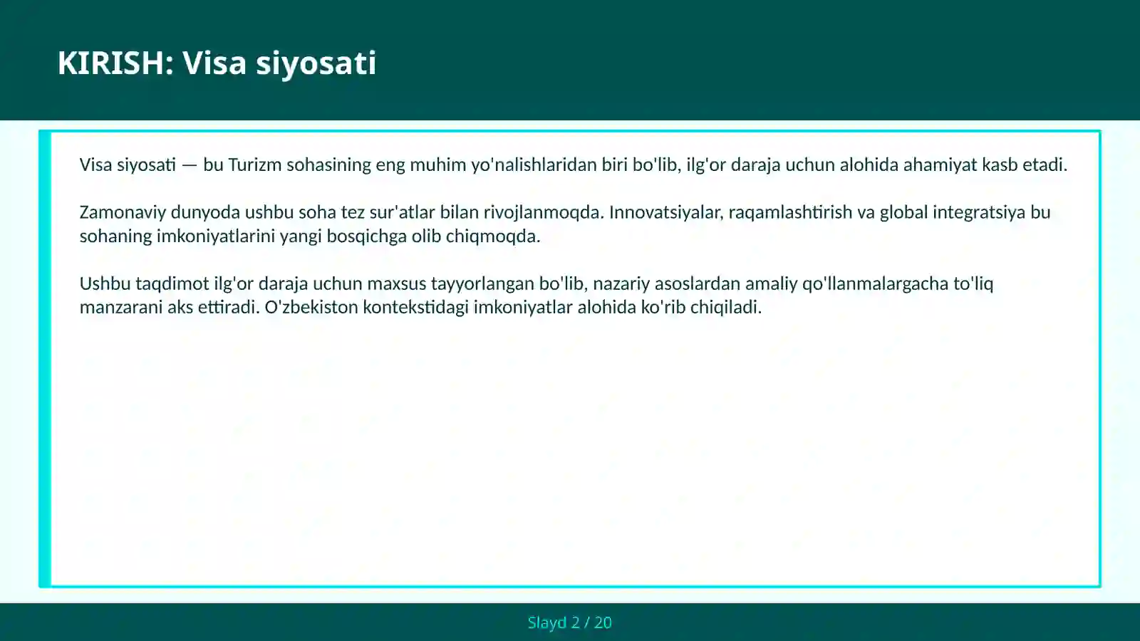 VISA SIYOSATI 2