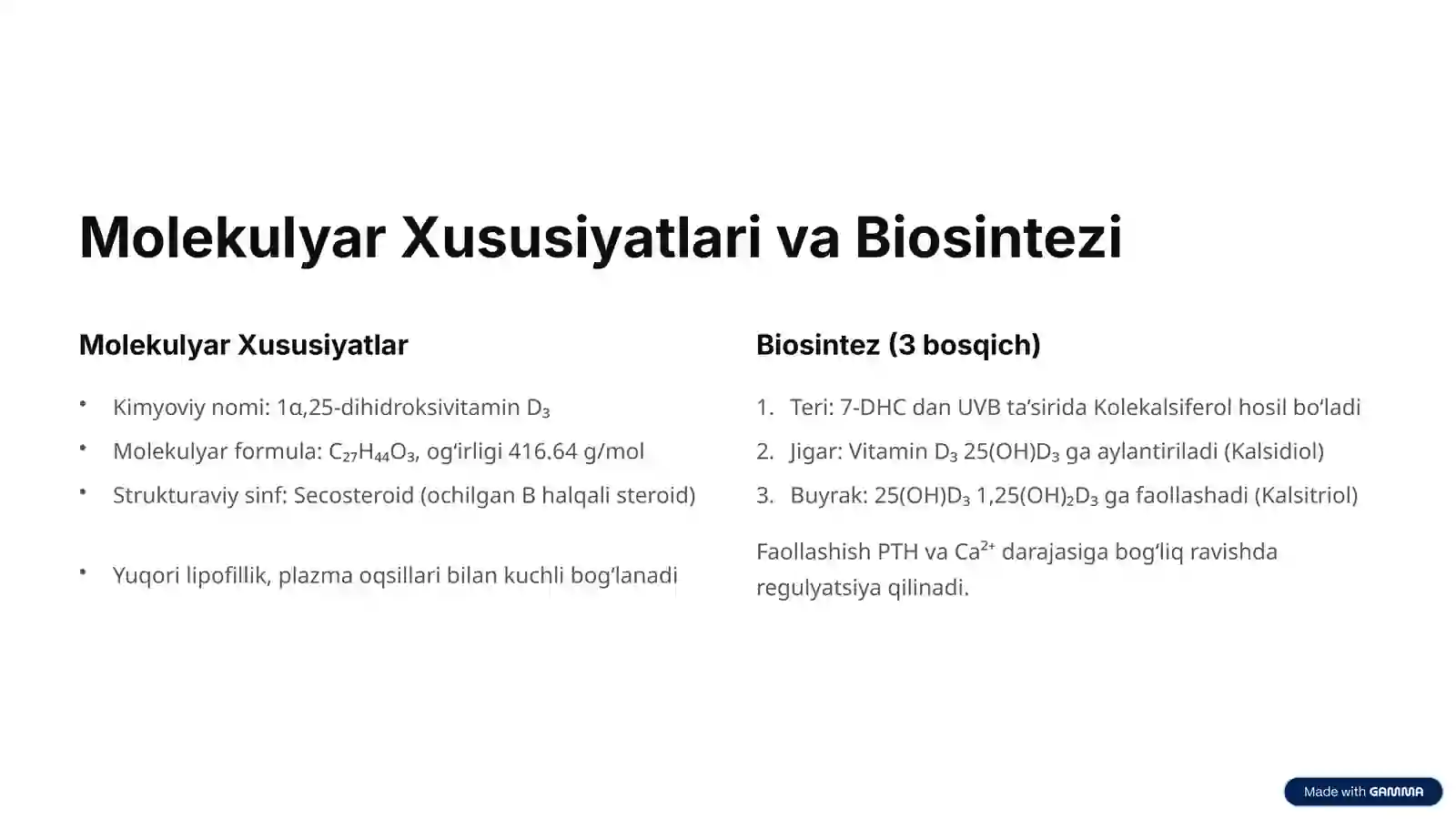 Kalsitriol: To‘liq Biokimyoviy Tushunchalari 2