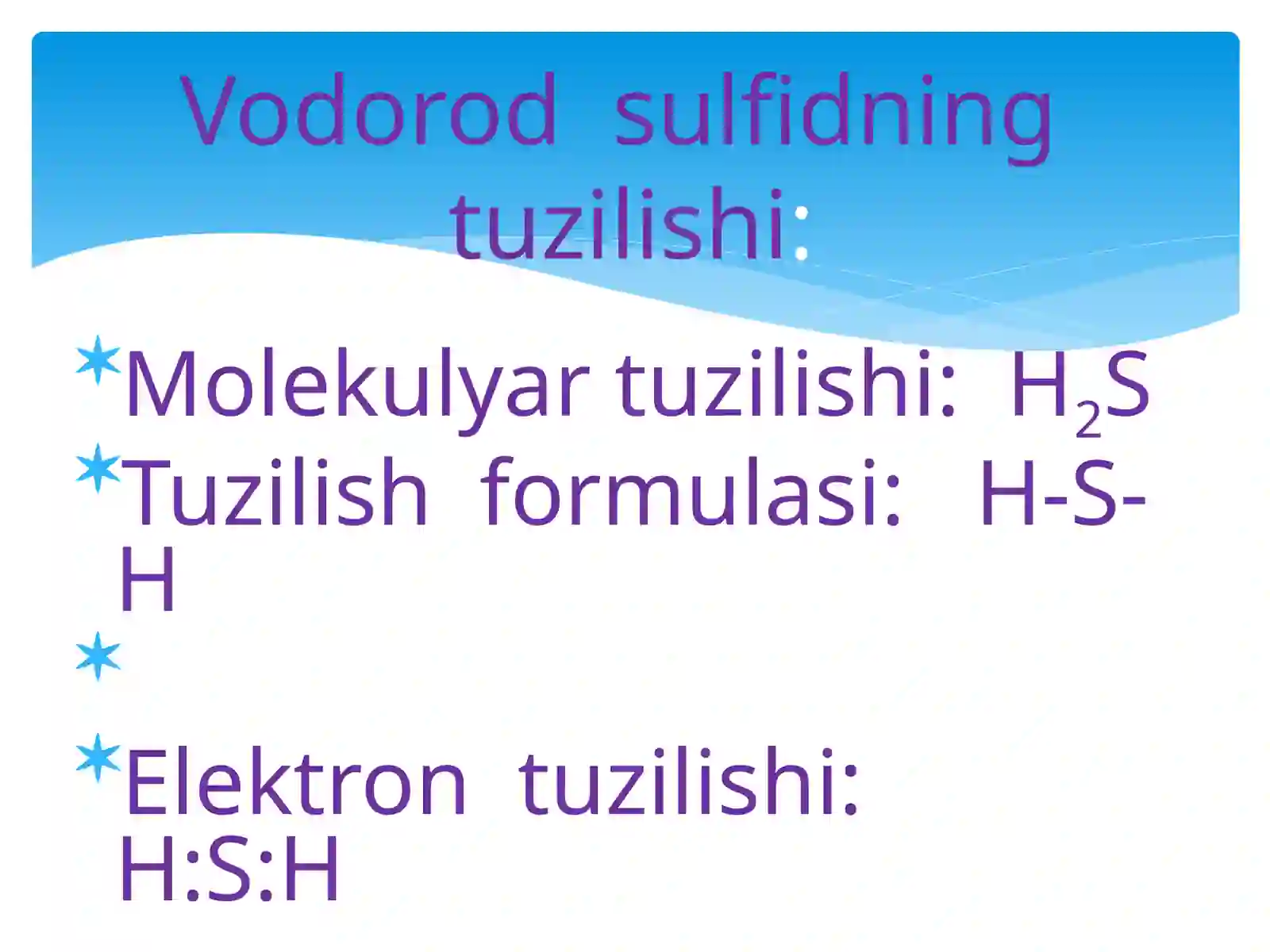 Oltingugurtnin vodorodli birikmalar 2
