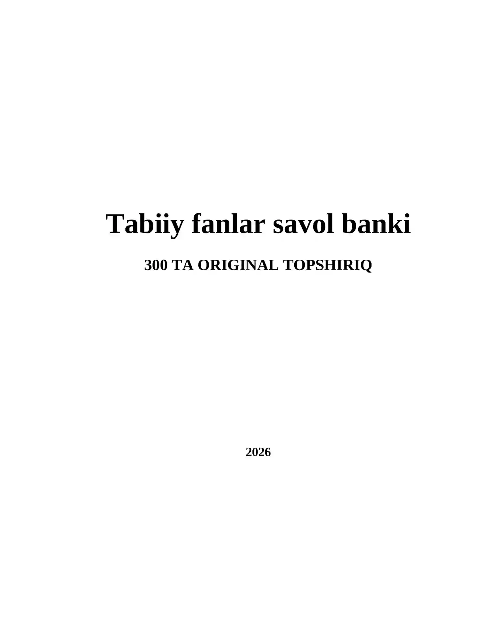 Tabiiy fanlar savol banki 2