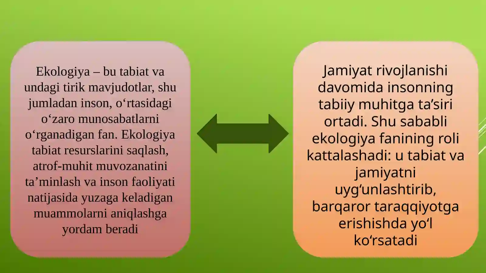 Tabiat va jamiyat o’rtasidagi o’zaro munosabatlar 2
