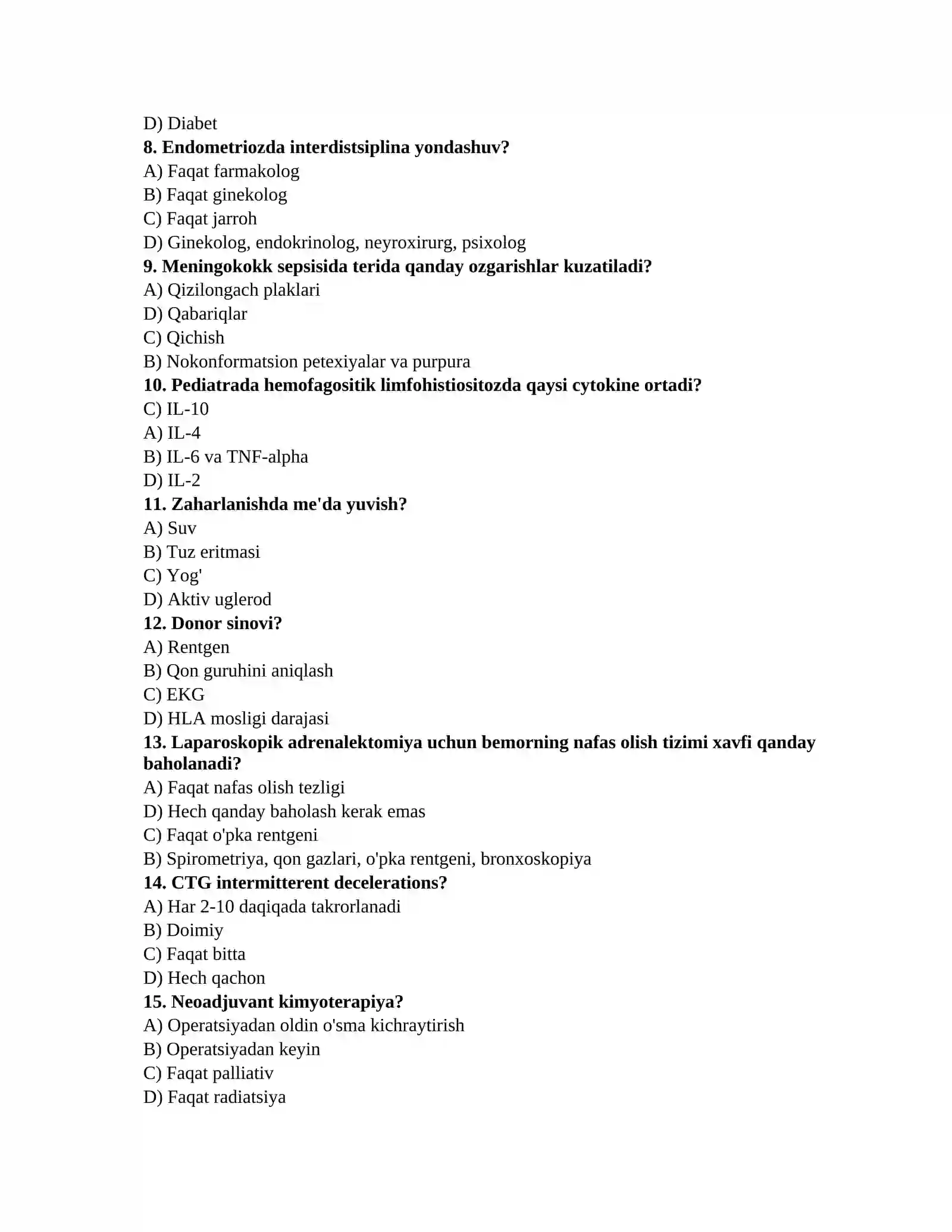 Shifokorlar testi 2