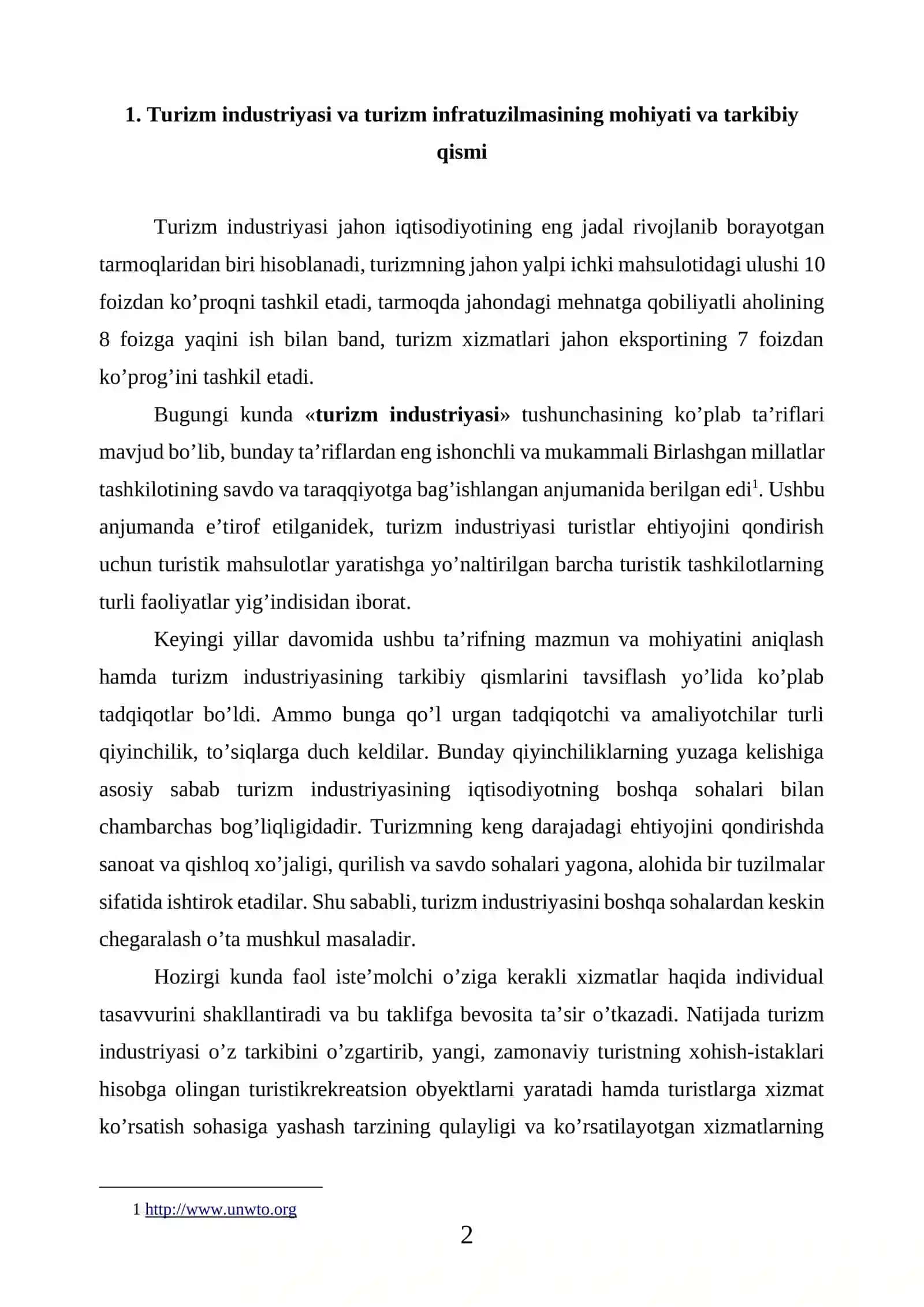 Turizm industriyasi va infratuzilmasi 2