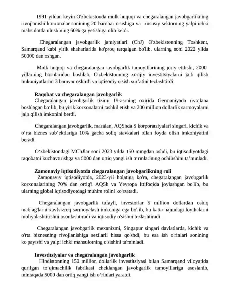 Ma'suliyati cheklangan jamiyatlarning tashkiliy-iqtisodiy asoslari 2