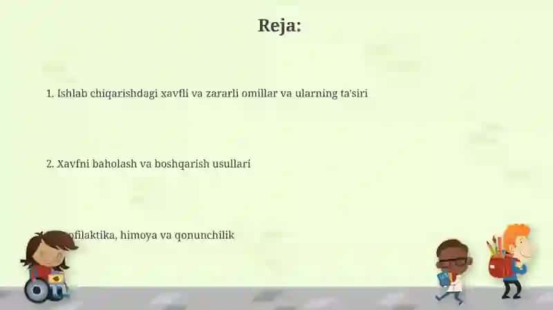 Ishlabchiqarish maydonlarida ishlayotgan ishchilar organizmiga xavflar va zararli omillar nita'siri 2