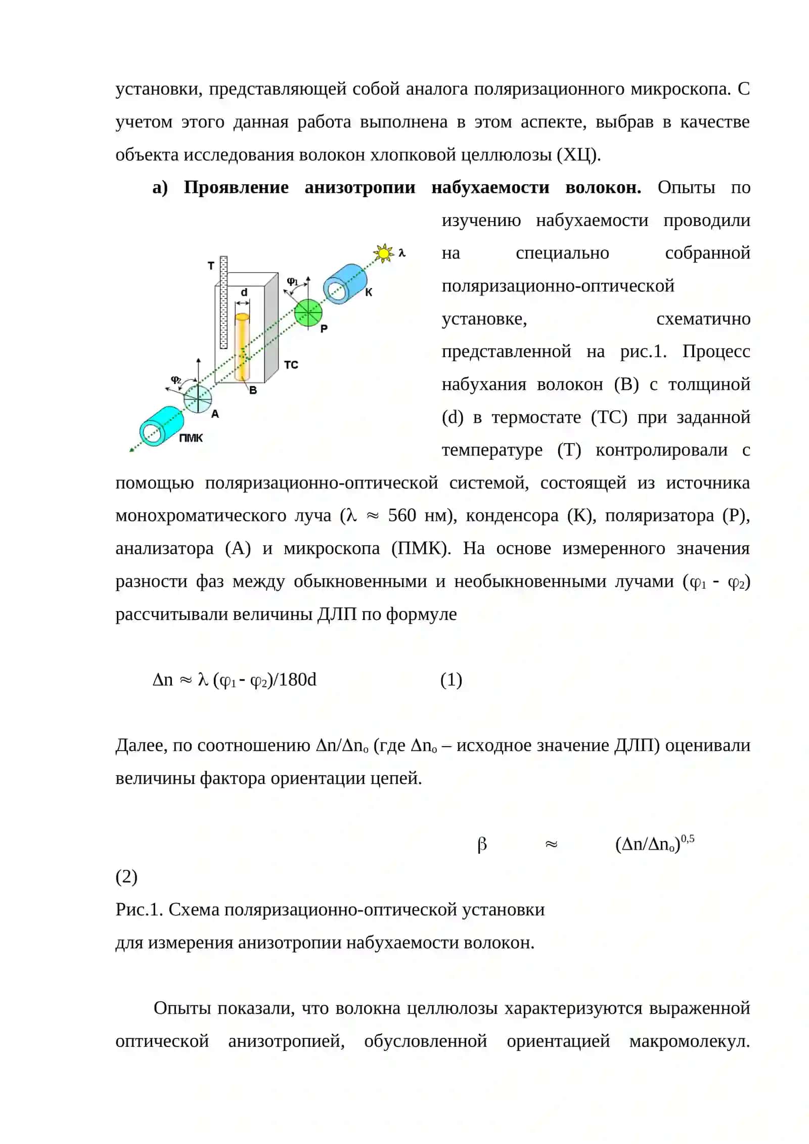Анизотропное набухание волокон целлюлозы в ионной среде 2